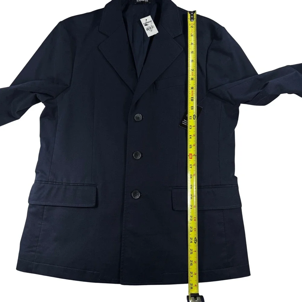 New EXPRESS Navy‎ Blue Slim Fit Cotton Blend Blazer Jacket 38R